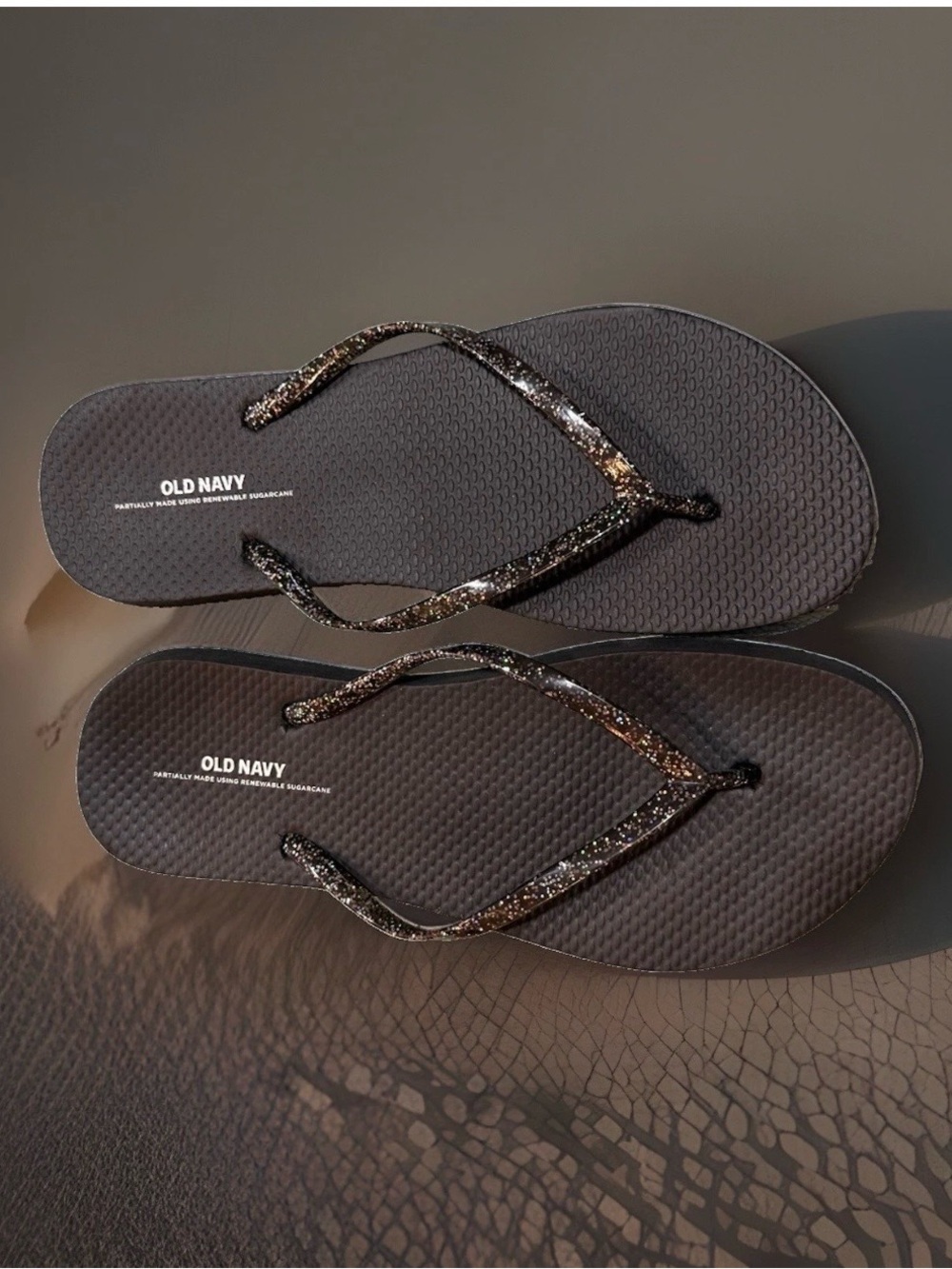 OLD NAVY FLIP FLOPS BLACK GLITTER WOMEN’S SIZE 9